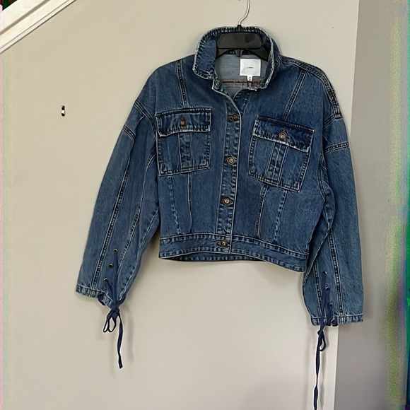 A Loves A
Lace Up Sleeve Convertible Collar Denim Statement Jacket - Picture 2 of 13
